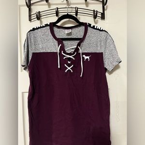 LAST CHANCE Like new PINK Lace up campus tee